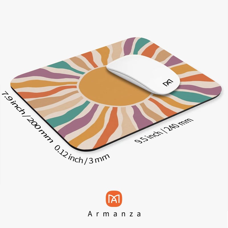 Armanza Square Mouse Pad Retro Sun,Personalized Premium-Textured Custom Mouse Mat Design,Washable Mousepad Lycra Cloth,Non-Slip Rubber Base Computer Mouse Pads for Wireless Mouse - Image 2